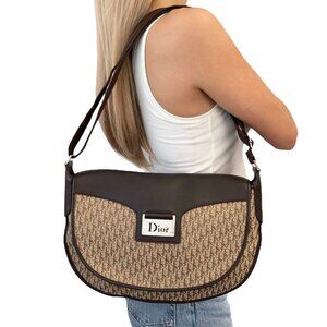 Christian Dior Vintage Trotter Monogram Crossbody Shoulder Bag Beige [105905]